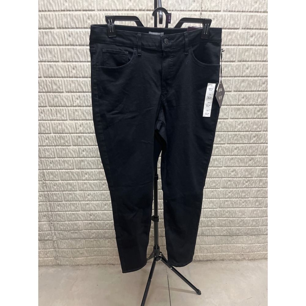 Ava & Viv Womens High-Rise Skinny Jeans Black Stretch Size 16 Regular NWT